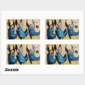 Sticker Rectangulaire TROIS ANGES EN BLEU / Joy Peace Love (Feuille)
