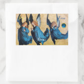 Sticker Rectangulaire TROIS ANGES EN BLEU / Joy Peace Love (Sac)