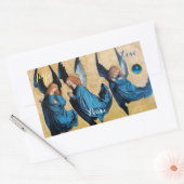 Sticker Rectangulaire TROIS ANGES EN BLEU / Joy Peace Love (Enveloppe)