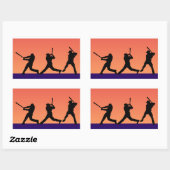 Sticker Rectangulaire Trois Batteurs De Baseball (Feuille)