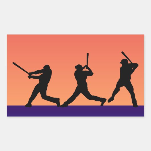 Sticker Rectangulaire Trois Batteurs De Baseball (Devant)