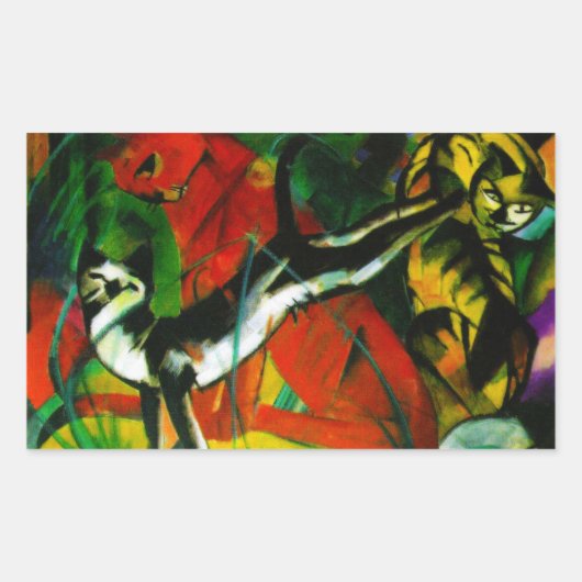 Sticker Rectangulaire Trois chats (Devant)