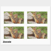 Sticker Rectangulaire Trois Chipmunks pour bébés (Feuille)