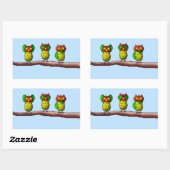 Sticker Rectangulaire Trois chouettes sages, entendez, voyez et parlez p (Feuille)