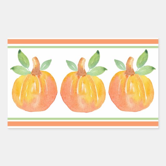 Sticker Rectangulaire Trois Citrouilles aquarelle 2 (Devant)