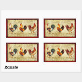 Sticker Rectangulaire Trois coq (Feuille)