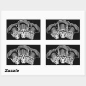 Sticker Rectangulaire Trois crânes de chef (Feuille)