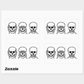 Sticker Rectangulaire Trois crânes sages, voyez, écoutez, ne parlez pas  (Feuille)
