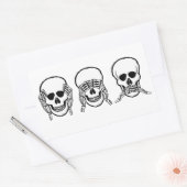 Sticker Rectangulaire Trois crânes sages, voyez, écoutez, ne parlez pas  (Enveloppe)