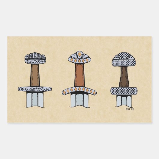Sticker Rectangulaire Trois Hillets d'épée viking (Devant)