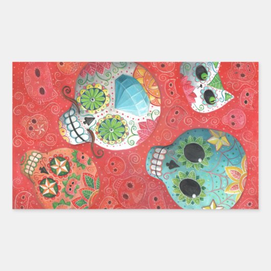 Sticker Rectangulaire Trois jours de crânes morts (Devant)