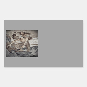 Sticker Rectangulaire Trois monstre en tête