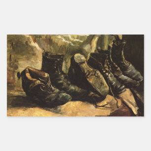Sticker Rectangulaire Trois paires de chaussures par Vincent van Gogh