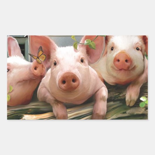Sticker Rectangulaire Trois petits cochons (Devant)