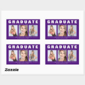 Sticker Rectangulaire Trois photo collage de graduation violet (Feuille)