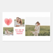 Sticker Rectangulaire Trois photos Collage Couple | Cadeau Valentines (Devant)