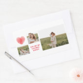Sticker Rectangulaire Trois photos Collage Couple | Cadeau Valentines (Enveloppe)