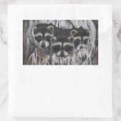 Sticker Rectangulaire Trois ratons laveurs dans un arbre (Sac)
