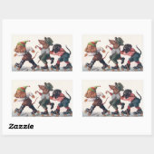 Sticker Rectangulaire Trois teckels de patinage - un animal drôle (Feuille)