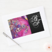 Sticker Rectangulaire TROISIÈME MASQUE Mascarade Monogramme Fuchsia Noir (Enveloppe)