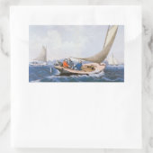 Sticker Rectangulaire Trolling pour Blue Fsh au large de la côte du Main (Sac)