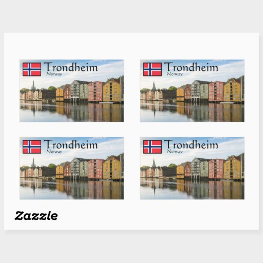 Sticker Rectangulaire Trondheim Norvège Souvenir (Feuille)