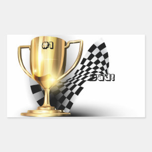 Sticker Rectangulaire Trophée d'or simple père Fête des pères