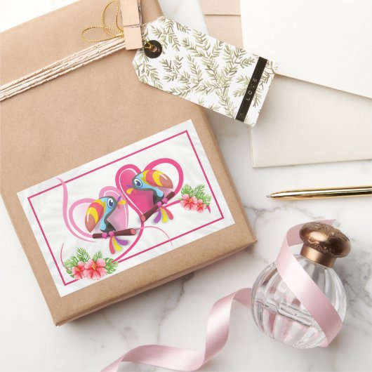 Sticker Rectangulaire Tropical Toucan Love (Cadeaux)