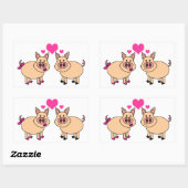 Sticker Rectangulaire True Love - Joli dessin de porc (Feuille)
