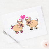 Sticker Rectangulaire True Love - Joli dessin de porc (Enveloppe)
