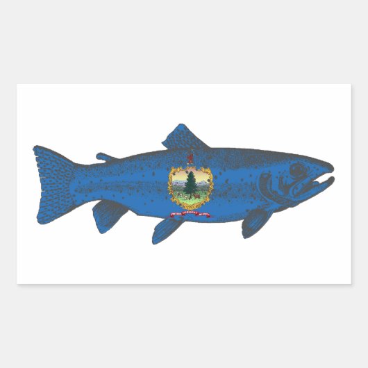 Sticker Rectangulaire Truite du pavillon du Vermont-Fish (Devant)