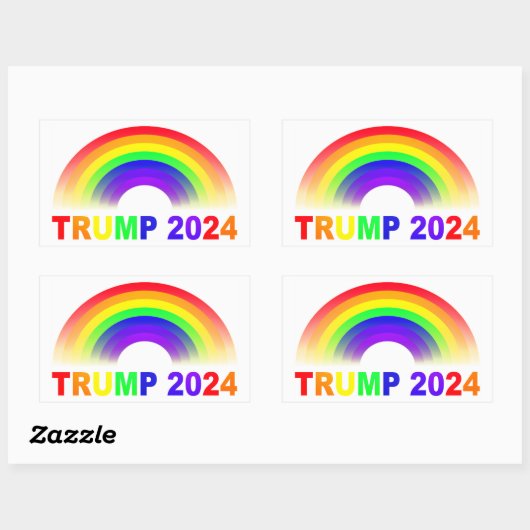 Sticker Rectangulaire Trump 2024 Rainbow (Feuille)