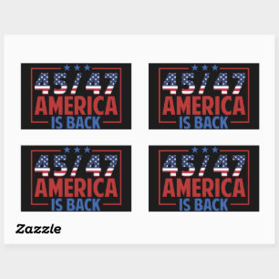 Sticker Rectangulaire Trump 45-47 L'Amérique est de retour