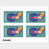 Sticker Rectangulaire Trump - Poupée russe Poutine (Feuille)