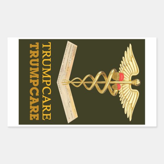 Sticker Rectangulaire TrumpCare - deux Casquettes (Devant)