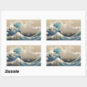 Sticker Rectangulaire tsunami surf (Feuille)