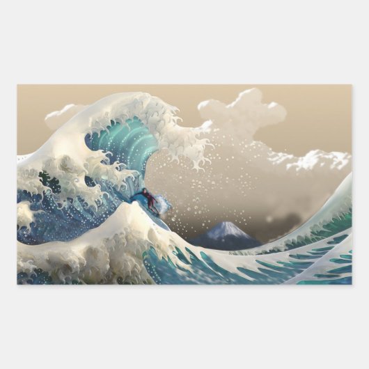Sticker Rectangulaire tsunami surf (Devant)
