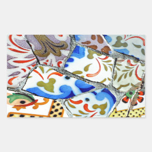 Sticker Rectangulaire Tuiles de mosaïque de Guell du parc de Gaudi