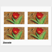 Sticker Rectangulaire Tulipe jaune et rouge (Feuille)