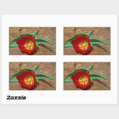 Sticker Rectangulaire Tulipe rouge du printemps (Feuille)