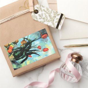 Sticker Rectangulaire Tulipes dans un vase de Paul Cézanne, Art ancien