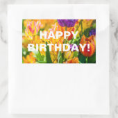 Sticker Rectangulaire Tulipes Félicitations Enchantant (Sac)