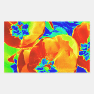 Sticker Rectangulaire tulipes fluorescentes