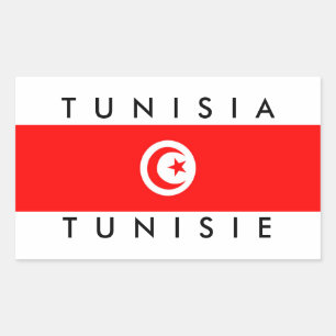 Sticker Rectangulaire tunisie nom du pays nom symbole de texte tunisie