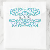 Sticker Rectangulaire Turquoise Bleu Blanc Élégant Classé Dentelle Perxo (Sac)