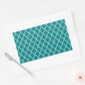 Sticker Rectangulaire Turquoise bleu-vert blanc Motif Quatrefoil marocai (Enveloppe)