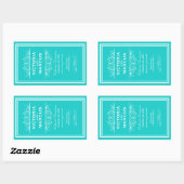 Sticker Rectangulaire Turquoise Elégant Mariage Monogramme Bouteille de  (Feuille)