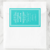 Sticker Rectangulaire Turquoise Elégant Mariage Monogramme Bouteille de  (Sac)