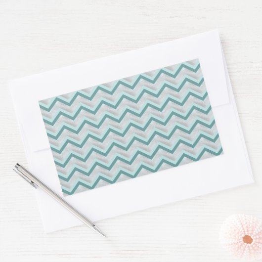 Sticker Rectangulaire Turquoise et perles ZigZag (Enveloppe)