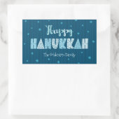 Sticker Rectangulaire Turquoise Happy Hanoukka Whimsical Fun Typographie (Sac)